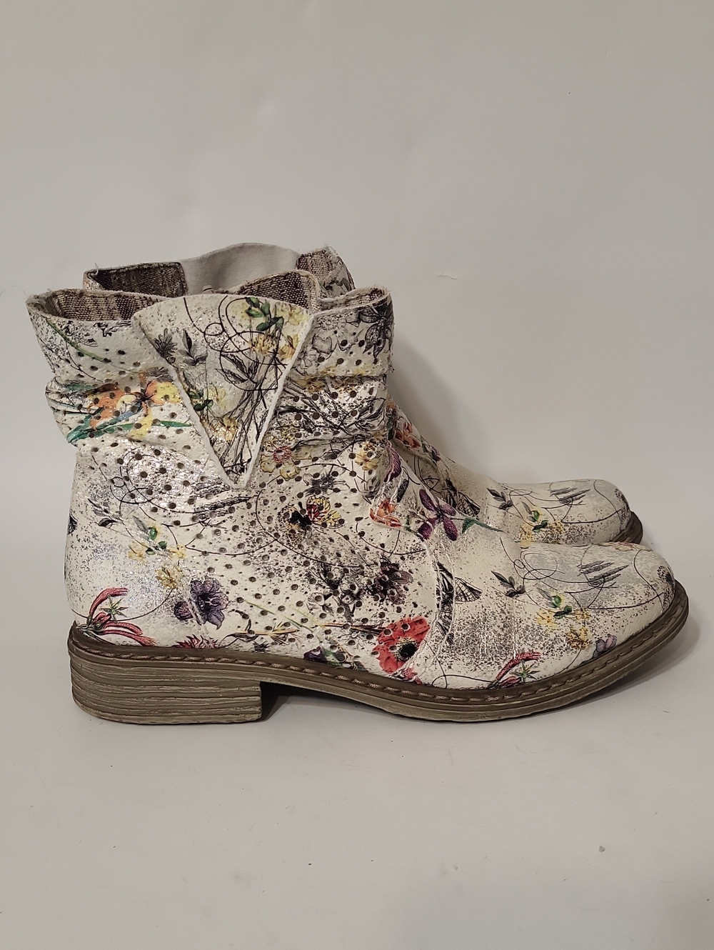 Rieker Antistress Multicolored Floral Leather Ankle Boots Size 38